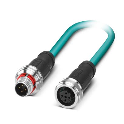 Phoenix ContactNBC, 2m Cat5, Light Blue M12 to Male Female, Shielded Shielded, Terminated Polyurethane Sheath [1476046]; 488-231
