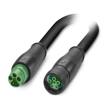 Phoenix Contact 3-PUR/S15FS PE, SAC-6P-S15MS/ 0 Power 6 x 2.5 mm² 6 Core Power Cable, Black Polyurethane PUR, 300mm [1514502]; 488-244