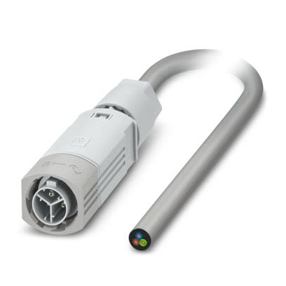 Phoenix Contact Straight Male 3 way Push-Pull Power to All Directions Free Ends Cable, 5m [1526864]; 488-256