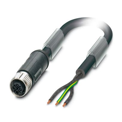 Phoenix Contact 5-PVC/M12FSS PE, SAC-3P- 1 PVC 3 x 1.5 mm² 3 Core Power Cable, Black Polyvinyl Chloride PVC, 1.5m [1425384]; 488-266