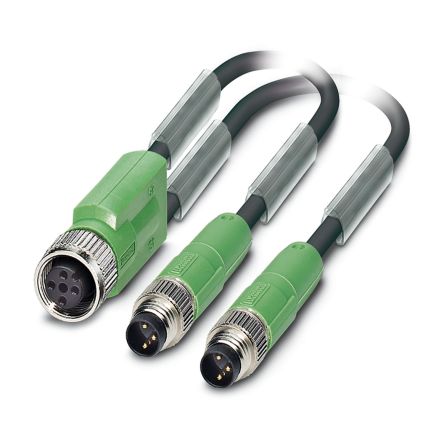 Phoenix Contact Straight Female 4 way M12 to Straight Male 3 way M8 Sensor Actuator Cable, 300mm [1423237]; 488-305
