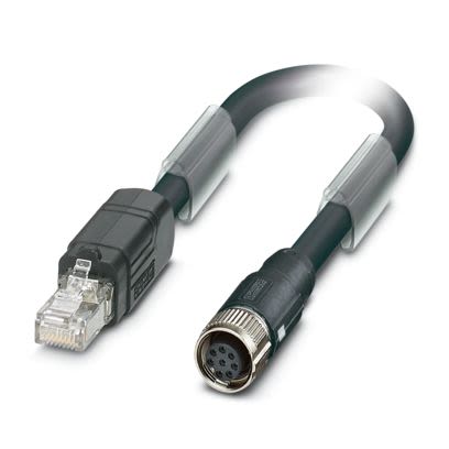 Phoenix ContactNBC, 4m Cat5, Black M12 to Female RJ45 Male Shielded, Terminated PVC Sheath [1412805]; 488-376