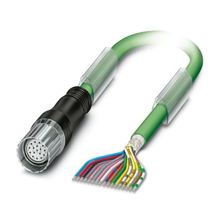 Phoenix Contact K-17 0.14 mm²,  0.5 mm²,  0.22 mm² 15 Core Power Cable, Green Thermoplastic Polyurethane TPU, 5m [1619278]; 488-401