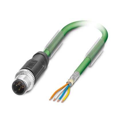 Phoenix ContactNBC, 5m Cat5, Green M12 to Male Free Ends, Shielded Shielded, Terminated PVC Sheath [1524310]; 488-492