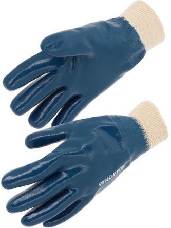 SINGER SAFETY NBR Blue Cotton Abrasion Resistant, Cut Resistant, Puncture Resistant, Tear Resistant Gloves, Size 8, [NBR32708]; 488-944