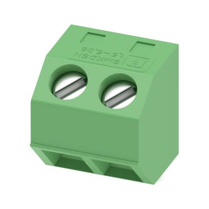 Phoenix Contact SMKDSNF 1 Series PCB Terminal Block, 2-Contact, 5.08mm Pitch, Wave Soldering, 1-Row, Screw Termination [1877481]; 488-947