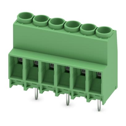 Phoenix Contact MKDS 5 N HV Series PCB Terminal Block, 6-Contact, 6.35mm Pitch, Wave Soldering, 1-Row, Screw Termination [1777587]; 489-127