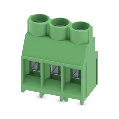 Phoenix Contact MKDSV 5 Series PCB Terminal Block, 3-Contact, 6.35mm Pitch, Wave Soldering, 1-Row, Screw Termination [1710085]; 489-176