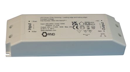 RND LED Driver, 12V Output, 90W Output, 7.5A Output, Constant Voltage Dimmable [RND 500-00031]; 490-342
