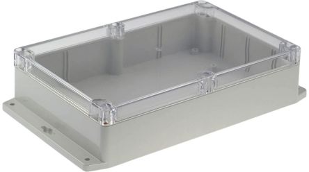 RND RND 455 Series Light Grey Polycarbonate General Purpose Enclosure, IP65, Flanged, Transparent Lid, 146x222x55mm [RND 455-00244]; 490-966