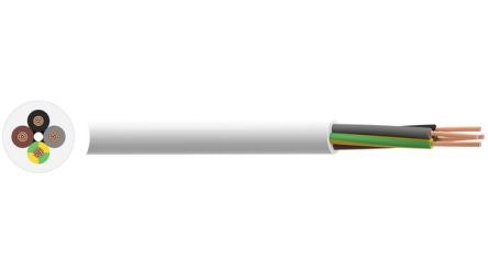 RND RND 475 Power 0.75 mm² Power Cable, White Polyvinyl Chloride PVC, 50m [RND 475-00038]; 491-837