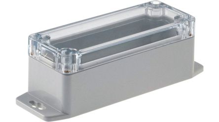 RND RND 455 Series Light Grey Polycarbonate General Purpose Enclosure, IP65, Flanged, Transparent Lid, 35x90x35mm [RND 455-00246]; 491-940
