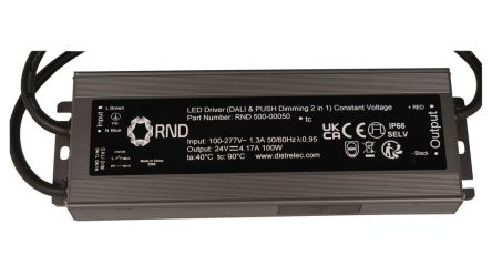 RND LED Driver, 24V Output, 100W Output, 4.17A Output, Constant Voltage Dimmable [RND 500-00050]; 491-968