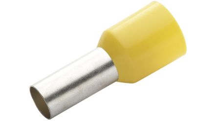 RND, RND 465 Insulated Bootlace Ferrule, 32mm Pin Length, 19.5mm Pin Diameter, Yellow [RND 465-00907]; 492-019