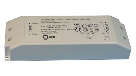 RND LED Driver, 24V Output, 90W Output, 3.75A Output, Constant Voltage Dimmable [RND 500-00032]; 492-093