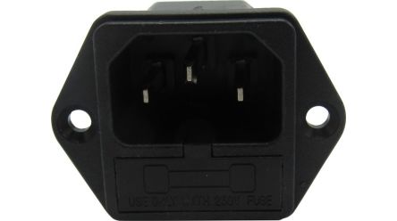 RND C14 Panel Mount IEC Connector Plug, 10A, 250 V ac [RND 465-00774]; 492-371
