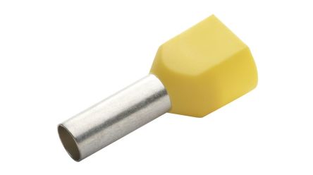 RND, RND 465 Insulated Bootlace Ferrule, 14mm Pin Length, 4.8mm Pin Diameter, Yellow [RND 465-01379]; 492-533