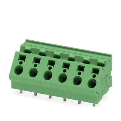 Phoenix Contact ZFKDSA 4 Series PCB Terminal Block, 6-Contact, 10mm Pitch, Wave Soldering, 1-Row, Spring Cage [1722561]; 492-837
