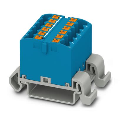 Phoenix Contact Distribution Block, 12 Way, 2.5mm², 22.5A, 440 V, Blue [1221419]; 492-944