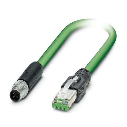 Phoenix Contact, 5m Cat5, Green M8 to Male RJ45 Male, Shielded Shielded, Terminated PVC Sheath [1158966]; 493-232