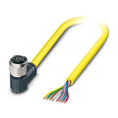 Phoenix Contact Right Angle Female 8 way M12 to Straight Free Ends Actuator/Sensor Cable, 2m [1406108]; 493-429