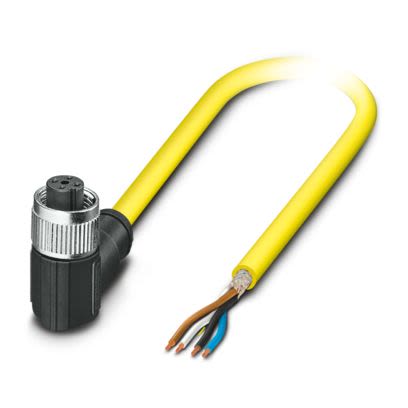 Phoenix Contact Straight Free Ends to Right Angle Female 4 way M12 Sensor Actuator Cable, 2m [1406192]; 493-440