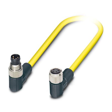 Phoenix Contact Right Angle Male 4 way M8 to Right Angle Female 4 way M8 Actuator/Sensor Cable, 1.5m [1406206]; 493-442