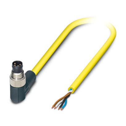Phoenix Contact Right Angle Male 4 way M8 to Free Ends Actuator/Sensor Cable, 5m [1406213]; 493-445