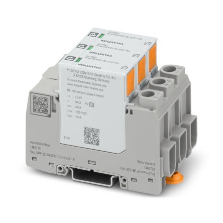 Phoenix Contact, VAL-SPP Surge Arrester 1200 V dc Maximum Voltage Rating 40kA Maximum Surge Current Type 2 Arrester [1466773]; 493-501