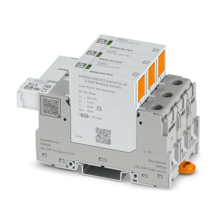 Phoenix Contact, VAL-SPP Surge Arrester 335 V dc Maximum Voltage Rating 40kA Maximum Surge Current Type 2 Arrester [1466599]; 493-560