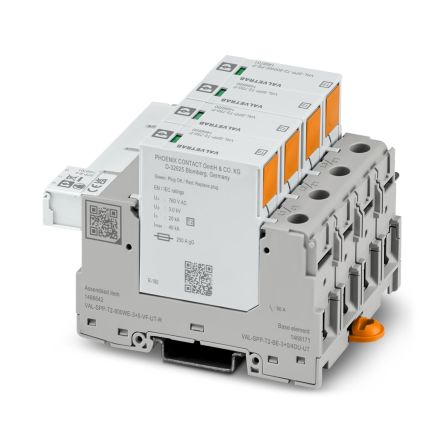 Phoenix Contact, VAL-SPP Surge Arrester 880 V ac Maximum Voltage Rating 40kA Maximum Surge Current Type 2 Arrester [1466642]; 493-563