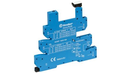 Finder 93 6 → 24V DIN Rail Relay Socket, for use with 34 Series Relays [93.63.7.024]; 494-844