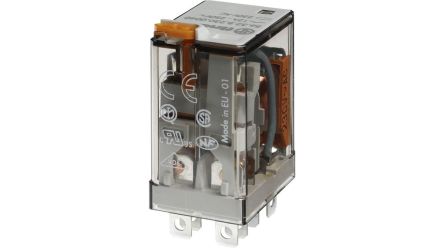 Finder DIN Rail Power Relay, 24V Coil, 12A Switching Current, DPDT [56.32.9.024.4040]; 494-853