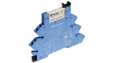 Finder 38 Series Interface Relay, DIN Rail Mount, 24V Coil, SPDT, 1-Pole, 6A Load [38.61.0.024.4060]; 494-854