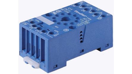 Finder 90 250V DIN Rail Relay Socket, for use with 60.13 Relays [90.21SMA]; 494-870