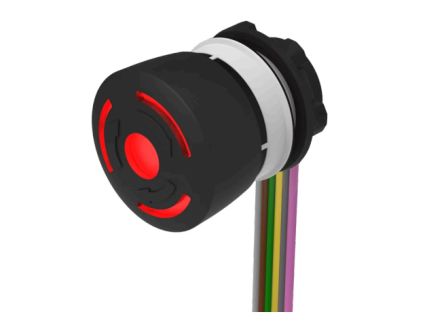 EAO 84-6331 Series Maintained Illuminated Emergency Stop Push Button, Panel Mount, 22.3mm Cutout, 1 NC / 1 NO, IP65, [84-6331.2B40]; 495-983