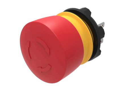 EAO 84-5530 Series Maintained Emergency Stop Push Button, Panel Mount, 22.3mm Cutout, 1 NC / 1 NO, IP65, IP66, IP67 [84-5530.0020]; 495-991