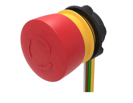 EAO 84-5530 Series Maintained Emergency Stop Push Button, Panel Mount, 22.3mm Cutout, 1 NC / 1 NO, IP65, IP66, IP67 [84-5530.0040]; 495-995