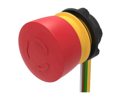 EAO 84-5540 Series Maintained Emergency Stop Push Button, Panel Mount, 22.3mm Cutout, DPST, IP65, IP66, IP67 [84-5540.0040]; 495-996