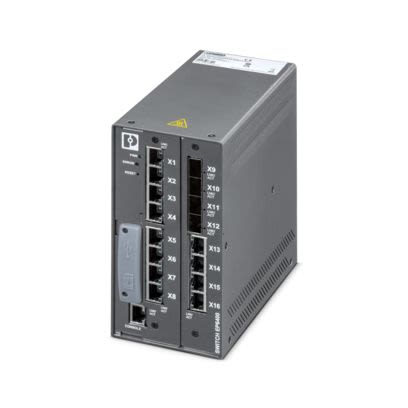 Phoenix Contact FL SWITCH EP6412-4GSFP-LV, Managed 16 Port Ethernet Switch With PoE RJ-45 [1471548]; 496-005