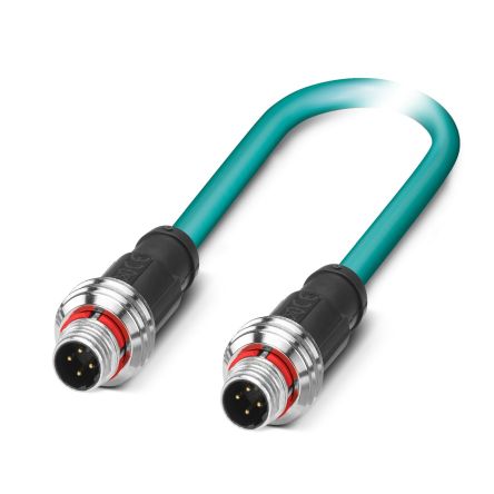 Phoenix ContactNBC, 10m Cat5, Light Blue M12 to Male M12 Male, Shielded Shielded, Terminated Polyurethane Sheath [1476048]; 496-018