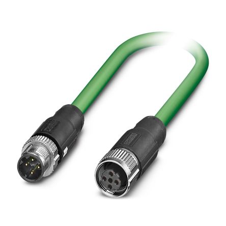 Phoenix Contact1452711, 7m Cat5, Black M12 to Male M12 Female, Shielded Shielded, Terminated Polyethylene Sheath [1452711]; 496-077