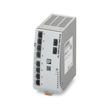 Phoenix Contact FL SWITCH 1100T-8POE-2SFP, Unmanaged 10 Port Ethernet Switch With PoE RJ-45 [1467018]; 496-131