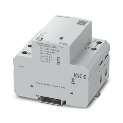 Phoenix Contact 3 Phase Surge Arrester, 25kA, 264V ac, DIN Rail Mount [1461301]; 496-190