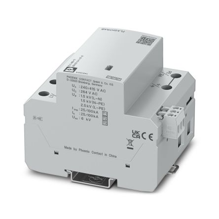 Phoenix Contact 3 Phase Surge Arrester, 25kA, 264V ac, DIN Rail Mount [1461304]; 496-191