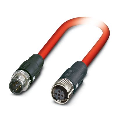 Phoenix ContactNBC-MSD/ 5, 5m Cat5, Red M12 to Male M12 Female, Shielded Shielded, Terminated PVC Sheath [1411547]; 496-784