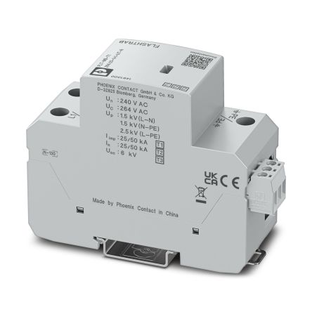 Phoenix Contact 1 Phase Surge Arrester, 25kA, 264V ac, DIN Rail Mount [1461300]; 496-875