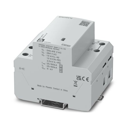 Phoenix Contact 3 Phase Surge Arrester, 25kA, 264V ac, DIN Rail Mount [1461303]; 496-876