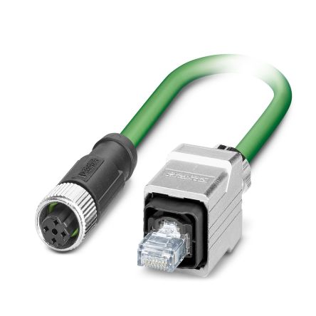 Phoenix ContactNBC, 300mm Cat5, Green M8 to Female, Shielded Shielded, Terminated Polyurethane Sheath [1419998]; 496-890