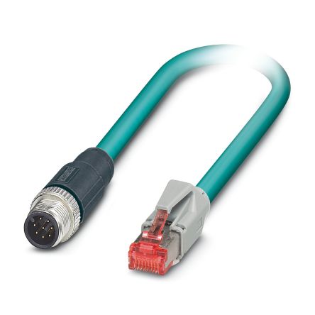 Phoenix ContactVS, 10m Cat5, Blue M12 to Male RJ45 Male, Shielded Shielded, Terminated Polyurethane Sheath [1404310]; 497-172
